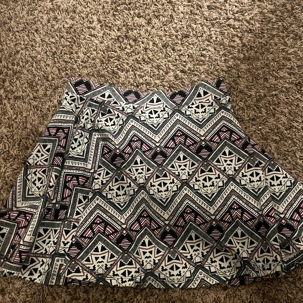PINK Victoria's Secret Black, White, and Pink Mini Skater Skirt